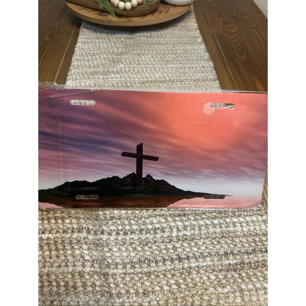 Cross Sunset Novelty License Plate 6 x12 New